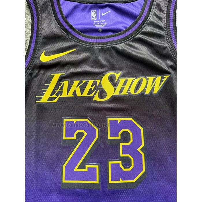 Camiseta Los Angeles Lakers LeBron James #23 Ciudad 2024-25 Violeta